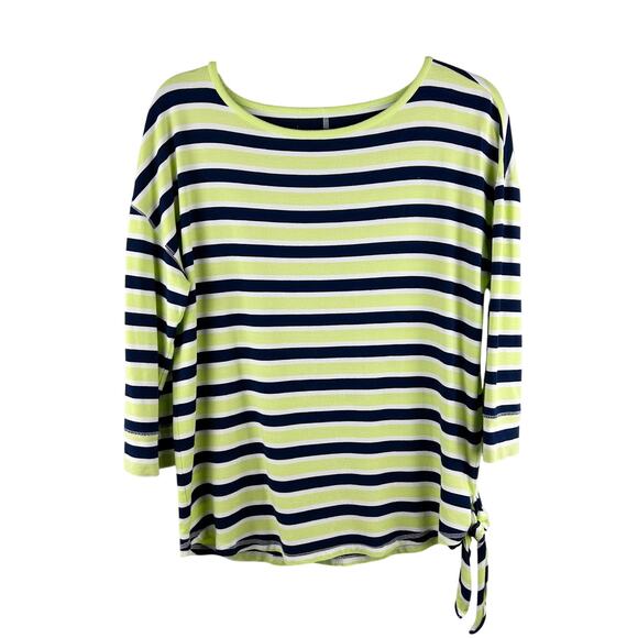 T by Talbots Tops - T by Talbots UPF‎ Striped Quarter Sleeve Tie-Hem Top (L Petite)